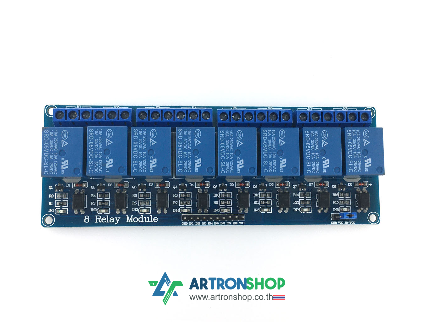 บอร์ดรีเลย์ 5V 8 ช่อง มีรูยึดน๊อต