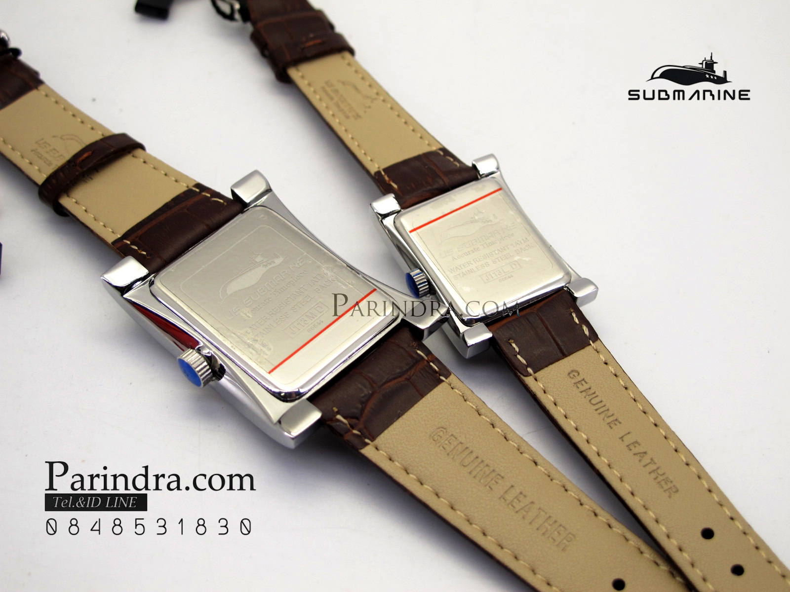 นาฬิกา US Submarine J113L-MD ของแท้ 100 % สายหนังน้ำตาลหน้าปัดดำ คู่