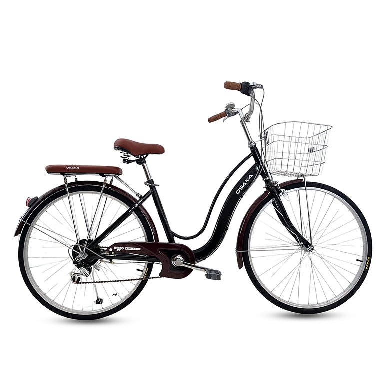จักรยานแม่บ้าน OSAKA RIKKO CITY BIKE ตะกร้าสแตนเลสขนาดวงล้อ 26นิ้ว มีเกียร์ NEW2025
