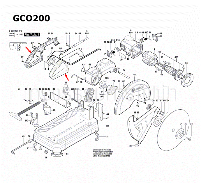 มือจับ เครื่องตัดเหล็ก BOSCH รุ่น GCO14-24, GCO14-24J, GCO20-14, GCO200, GCO220, GCO240 [#84] Pn.1609B01785 (แท้-สั่ง)