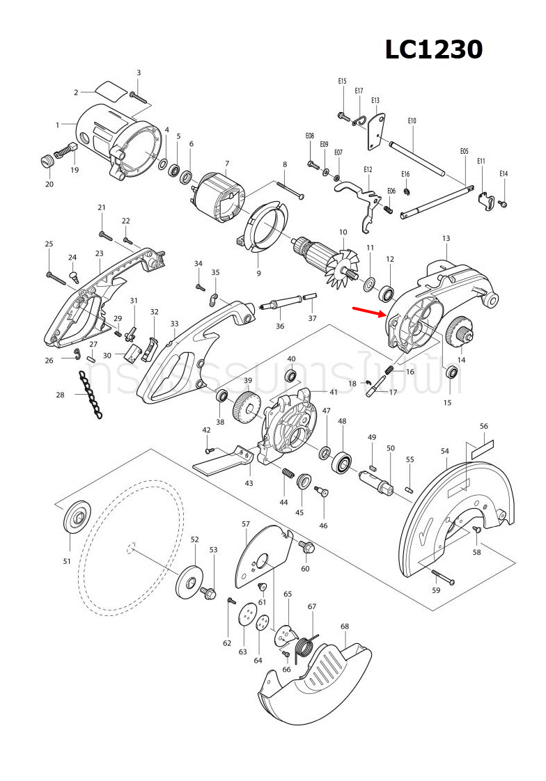 GEAR HOUSING(L) แท่นตัดเหล็ก Makita มากีต้า LC1230 [#13] Pn.316626-1 (แท้) ##