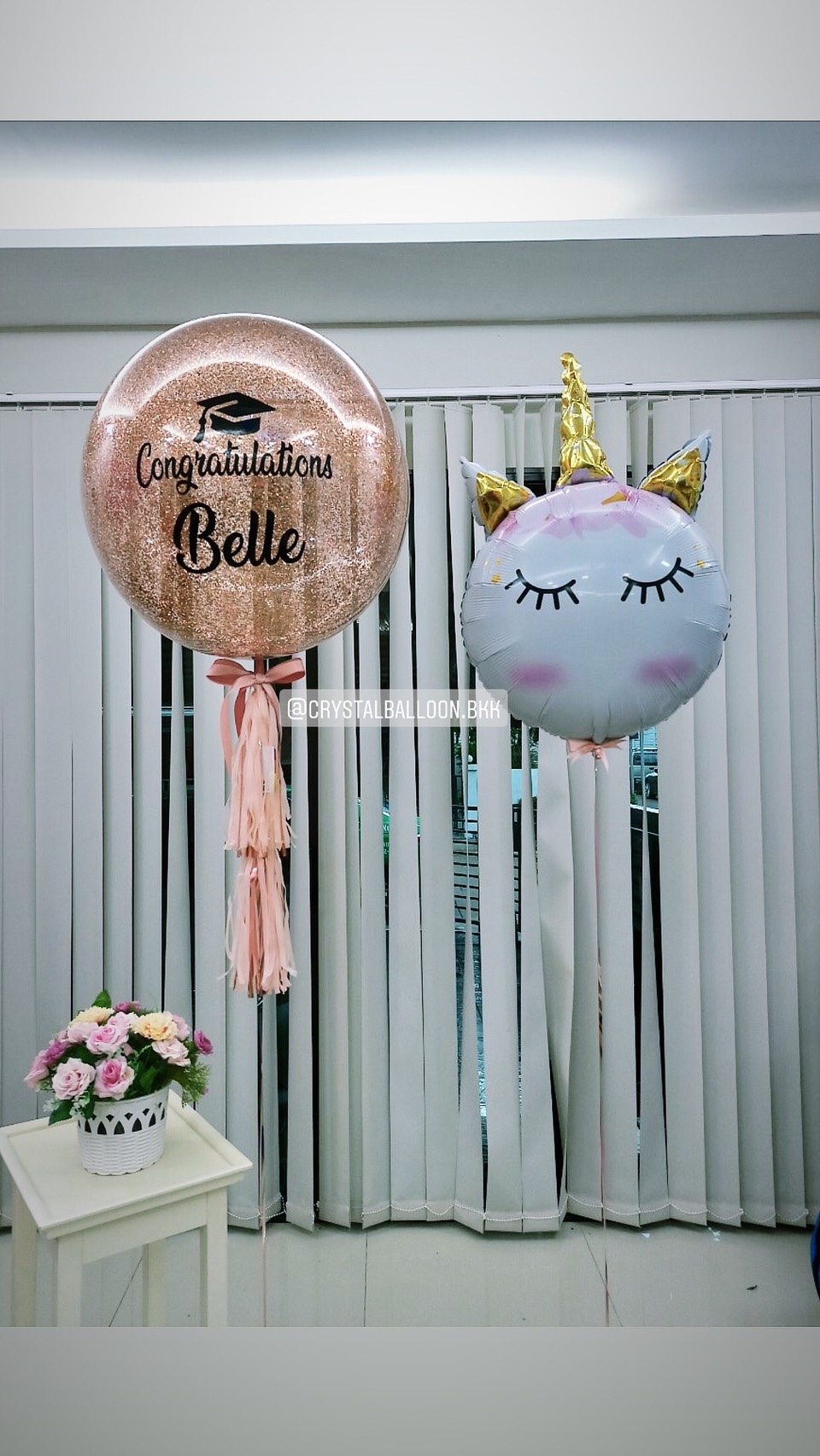 ลูกโป่ง แสดงความยินดี,รับปริญญา Bubble ขนาด 24" พร้อม ฟอยล์ลูกโป่งหัว Unicorn พร้อมตกเเต่ง สามารถเปลี่ยนสี/ฟอยล์ตกแต่งได้