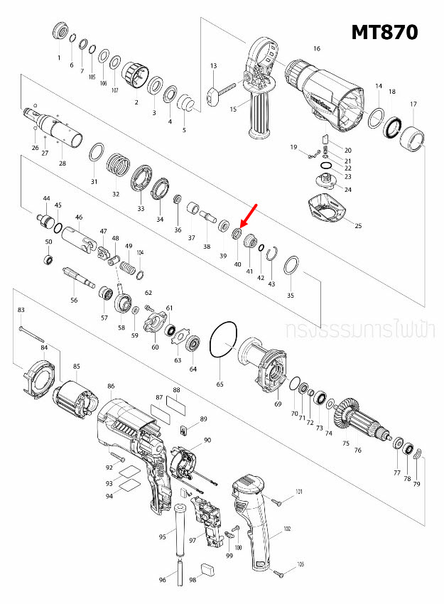CUSHION RING 12 สว่านโรตารี่ Maktec มาคเทค, Makita มากีต้า MT870, MT871, M8701, M8701B [#40] Pn.424267-0 (แท้) ##