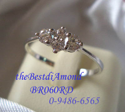 แหวนเพชรเม็ดกลม 4 เม็ดค่ะ หวานๆ เรียงเพชรน่ารักดีค่ะ ดูลงตัวดีคะ ชุปทองแท้ 24 K BR060