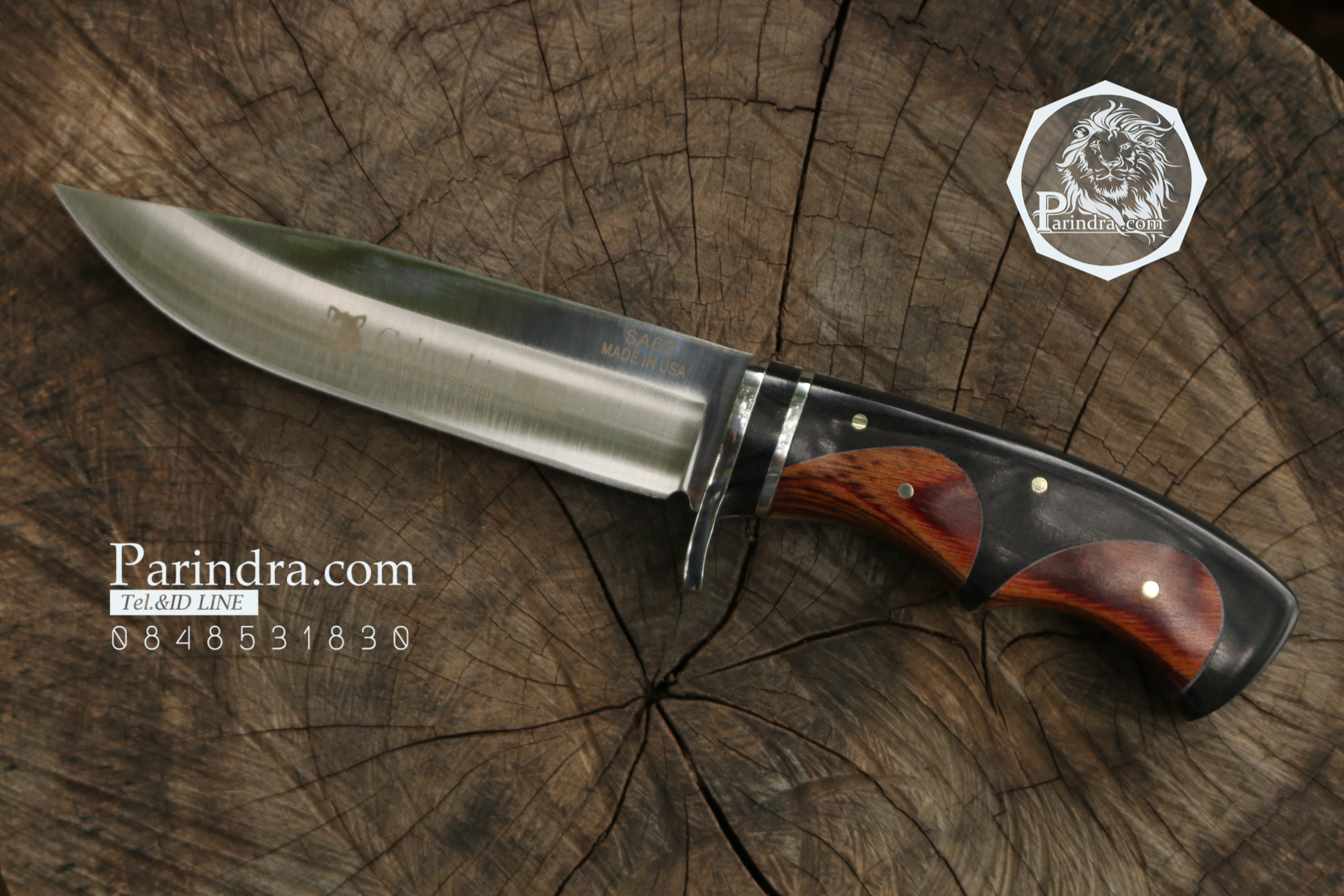 มีดเดินป่า COLUMBIA รุ่น SA62 ด้ามไม้ ลาย TWO TONE สวยงาม คมกริบ