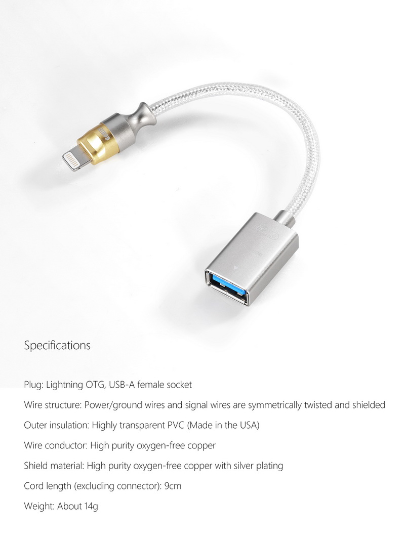 DD MFi07F สายแปลง Lightning เป็น USB 2.0 OTG สำหรับต่อกับอุปกรณ์เครื่องเสียง ประกันศูนย์ไทย