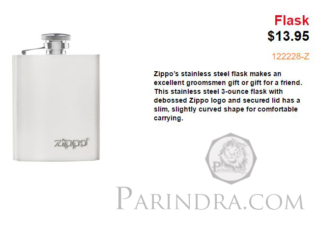 กระป๋องเหล้าแสตนเลสขนาด 3 ออนซ์ Zippo แท้ - Zippo 122228 Flask 3 Ounce Stainless Steel Embossed