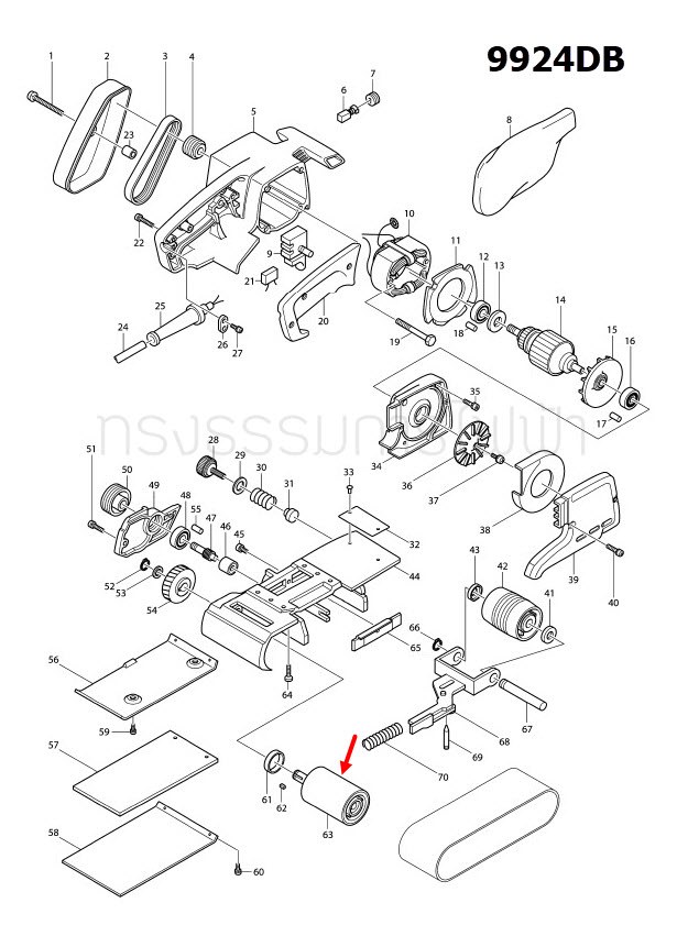 ล้อยาง เครื่องขัดกระดาษทราย Makita มากีต้า 9924DB [#63] Pn.151113-1 (แท้) ##