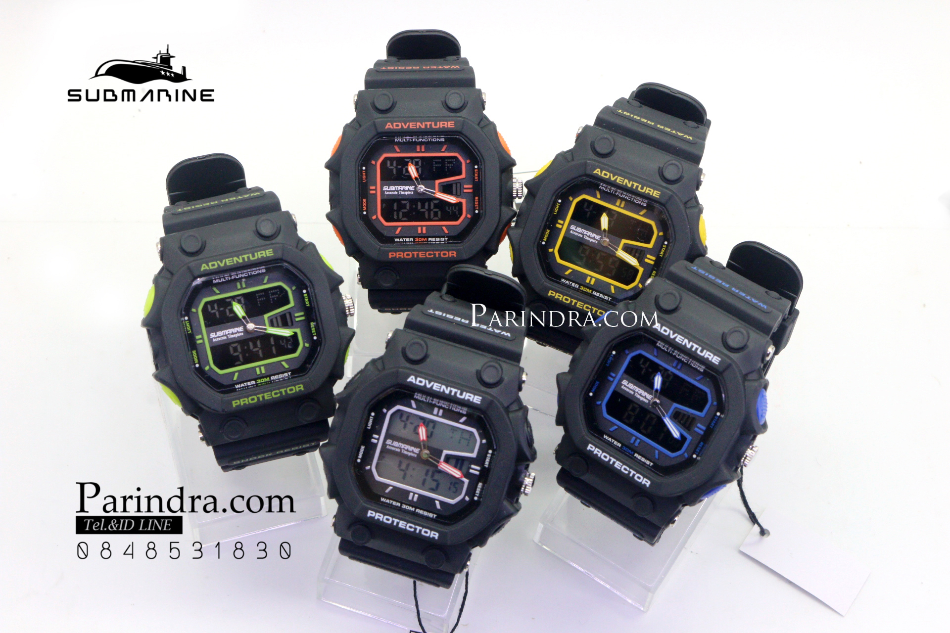 นาฬิกา US submarine รุ่น TP3134M สีดำตัดส้ม จอดำ