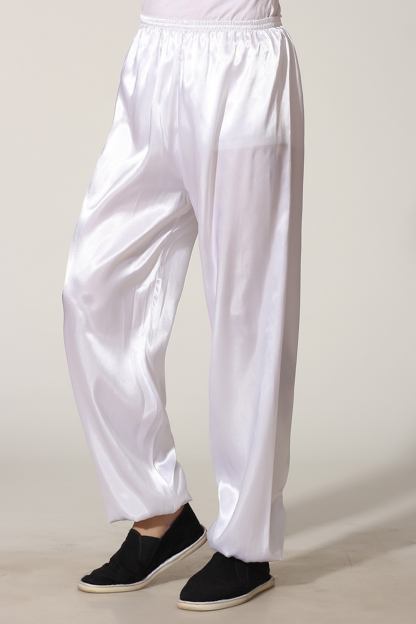 Preorder ชุดจีนชาย แขนยาวผ้าแพร สีขาว ขาจั๊ม