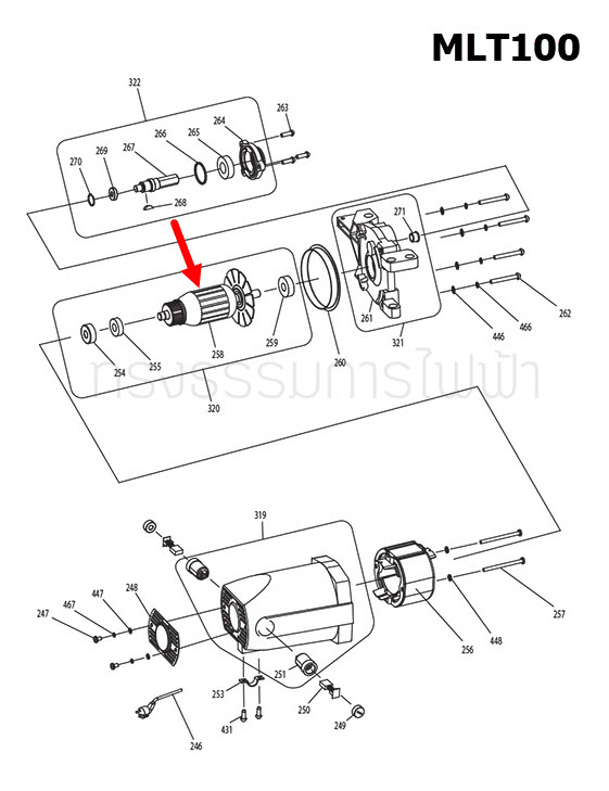 ทุ่น โต๊ะเลื่อยวงเดือน Makita มากีต้า MLT100 (แท้) ## (*)