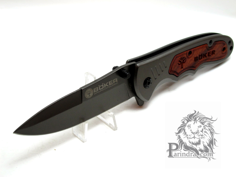 มีดพับ Boker ด้ามฝังไม้ สี Titanium Gray MANU FAKTUR SOLINGEN (OEM)