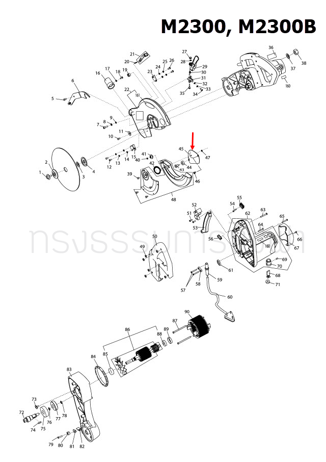 FIX PLATE แท่นตัดปรับองศา Maktec มาคเทค, Makita มากีต้า MT230 [#93], M2300, M2300B [#45] Pn.JM23000079 (แท้) ##