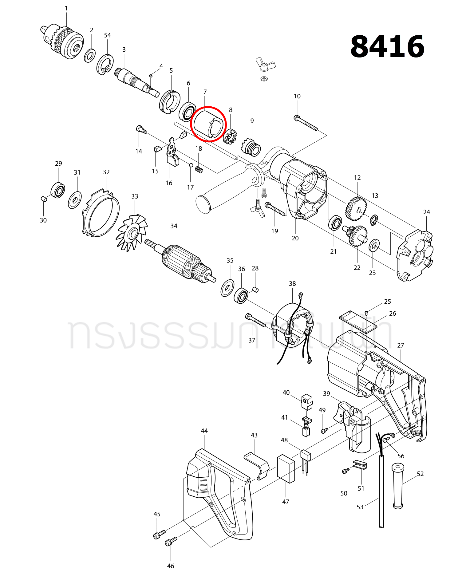 แหวนปรับกระแทก สว่านกระแทก Makita 8416 [#7] Pn.314101-1 (แท้) ##