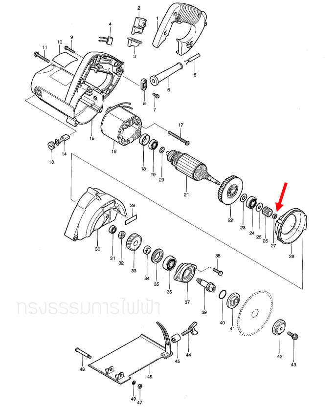 น็อตล็อคปลายทุ่น เครื่องตัด มาคเทค-Maktec MT410 [#27] Pn.252174-5 (แท้) ##
