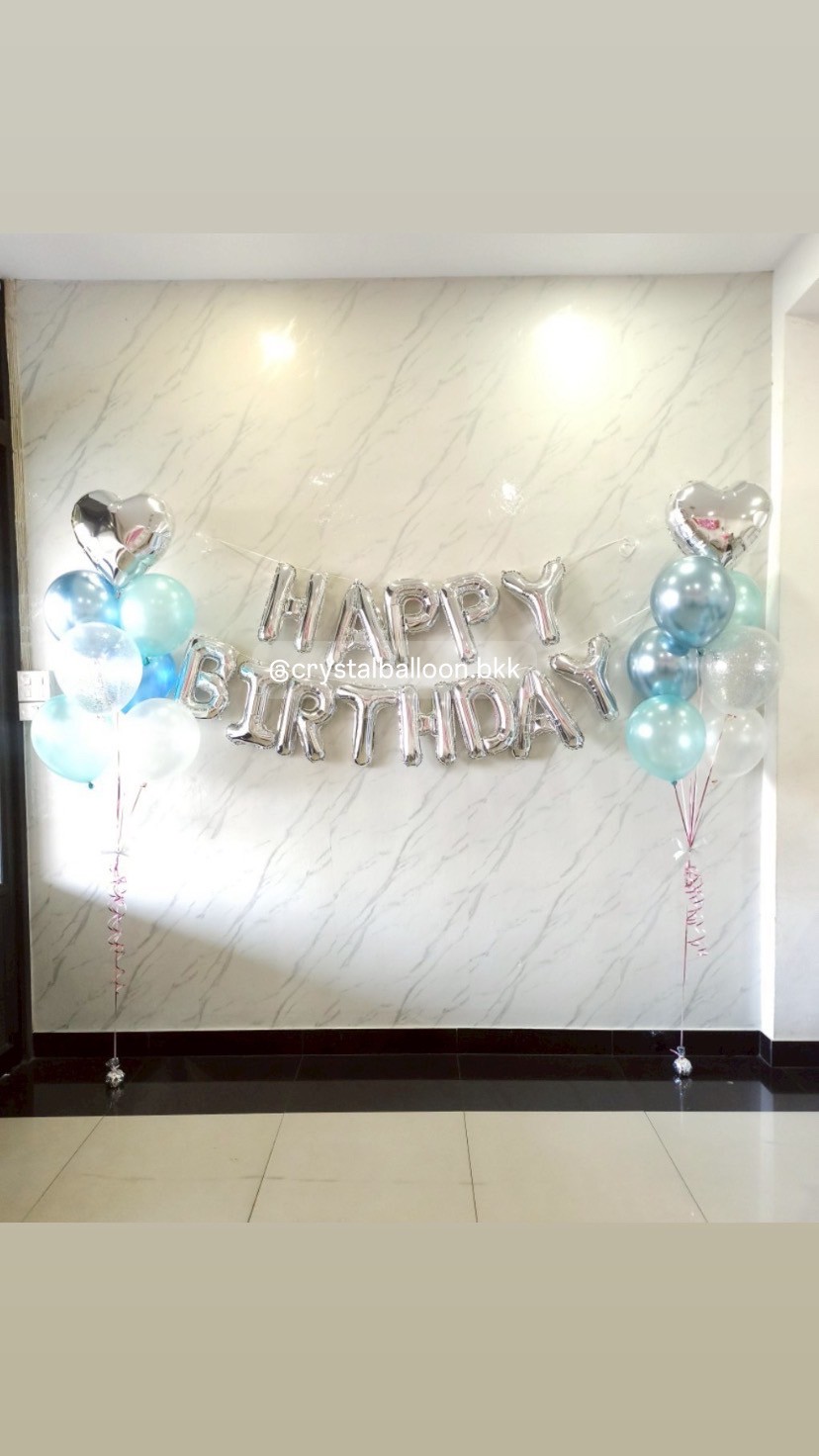 ลูกโป่ง วันเกิด ช่อฟอยล์หัวใจ ขนาด 18" ช่อ 7 ลูก 2 ช่อ พร้อม ฟอยล์ตัวอักษร Hppy Birthday ขนาด 16" 1 ชิ้น พร้อมตกแต่ง สามารถเปลี่ยนสีลูกโป่ง/เปลี่ยนข้อความ/เปลี่ยนสี-ฟอยล์ตัวอักษร/เปลี่ยนสี-ฟอยล์ตกแต่งได้