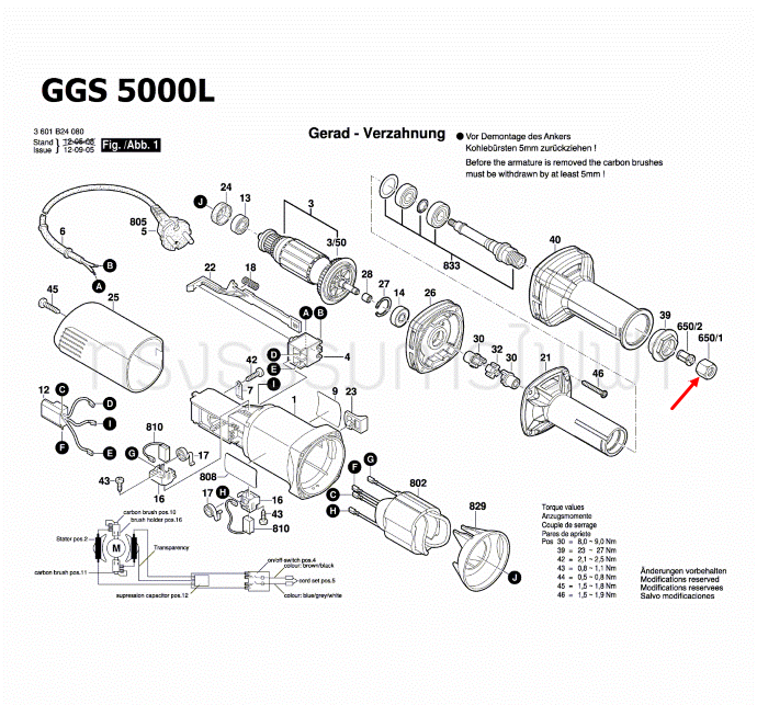 น๊อตล็อค เครื่องเจียรคอยาว Bosch บอช GGS3000L, GGS5000L [#650/1] Pn.1619P09252 (แท้)##