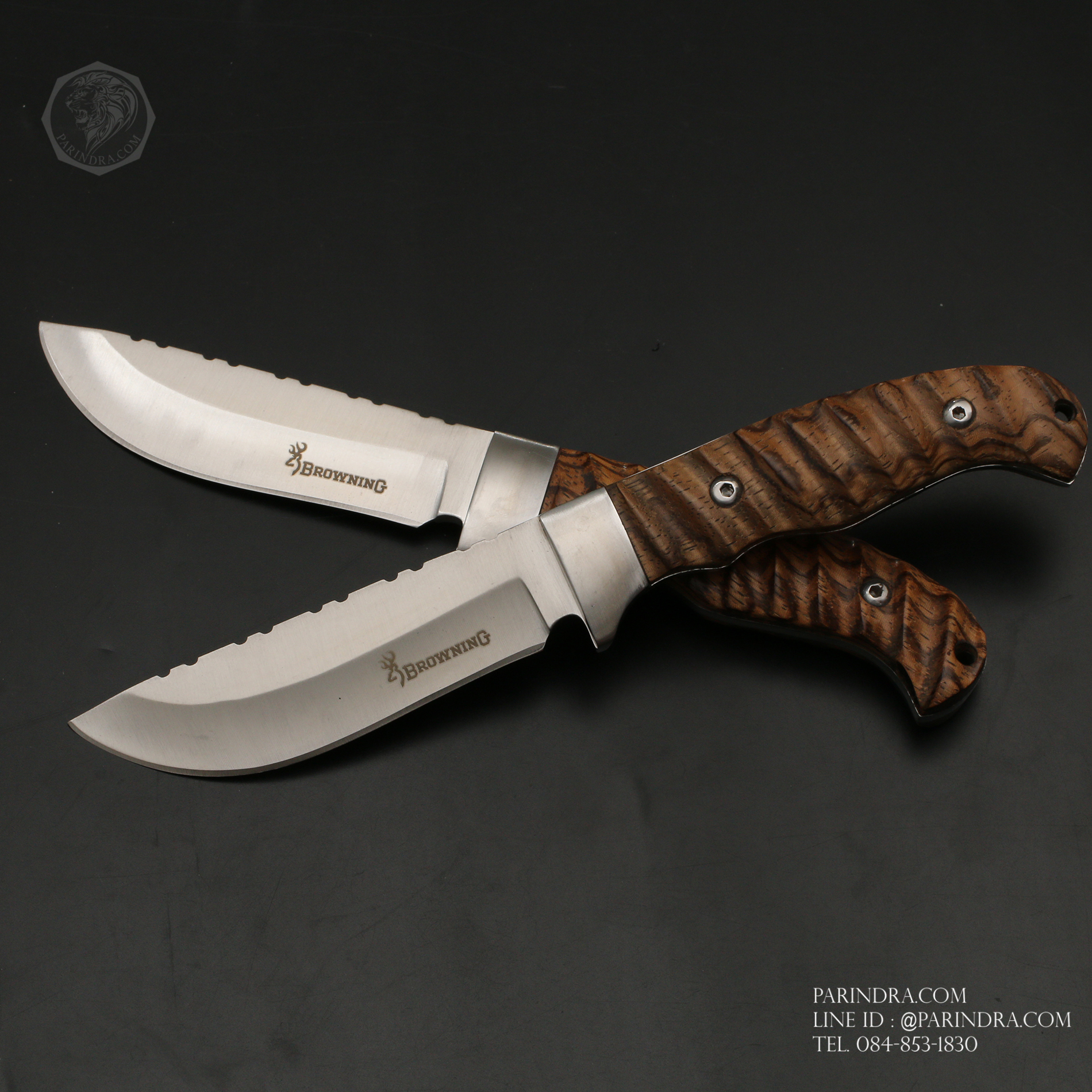มีดใบตาย Browning ด้ามไม้ธรรมชาติ สวยงาม คลาสสิก พร้อมซองมีดไนลอน