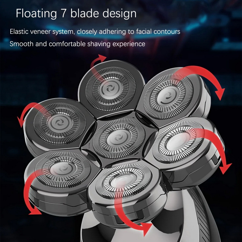 X-Tips Shaver เครื่องโกนหนวด โกนผม 7 หัว มัลติฟังก์ชั่น 5 in 1 รองรับ IPX6 จอแสดงผล LCD ในตัว