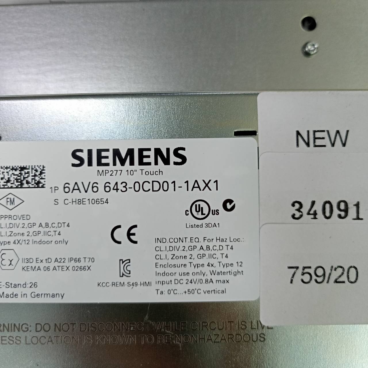 6AV6 643-0CD01-1AX1 HMI " SIEMENS "