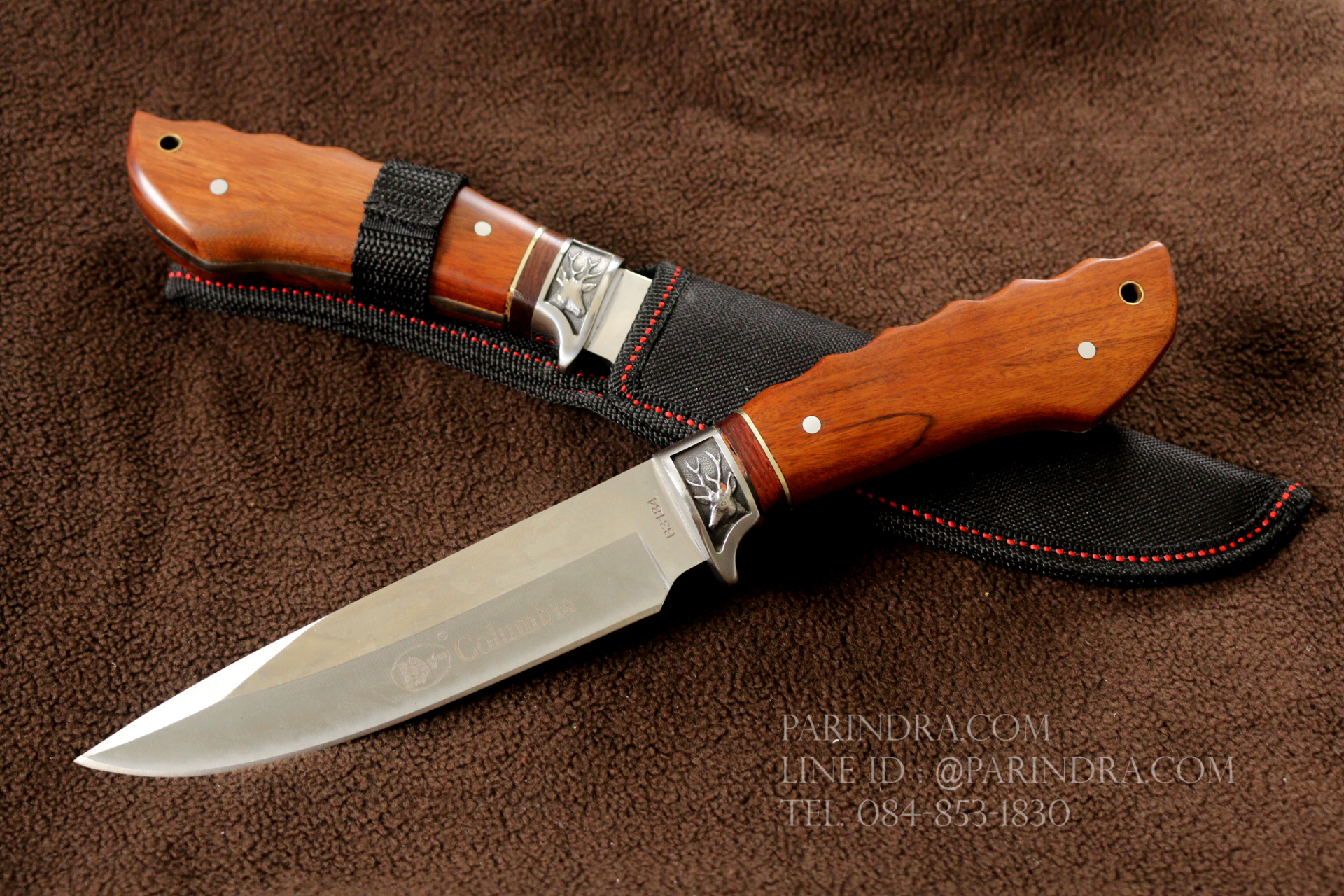 มีด Columbia A3184 ด้ามไม้คลาสสิค ขนาด 11 นิ้ว การ์ดลายกวาง