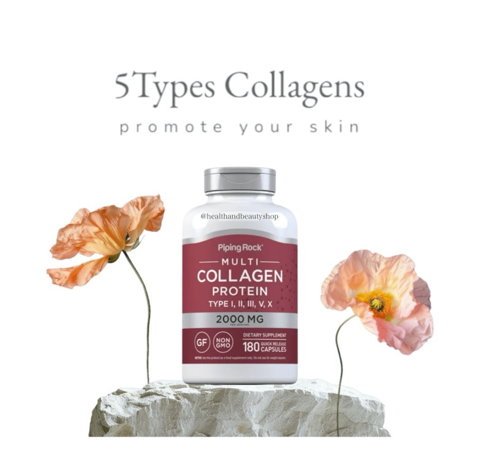 Piping Rock Multi Collagen Protein (Type I, II, III, V, X) 2000 mg 180 Capsules