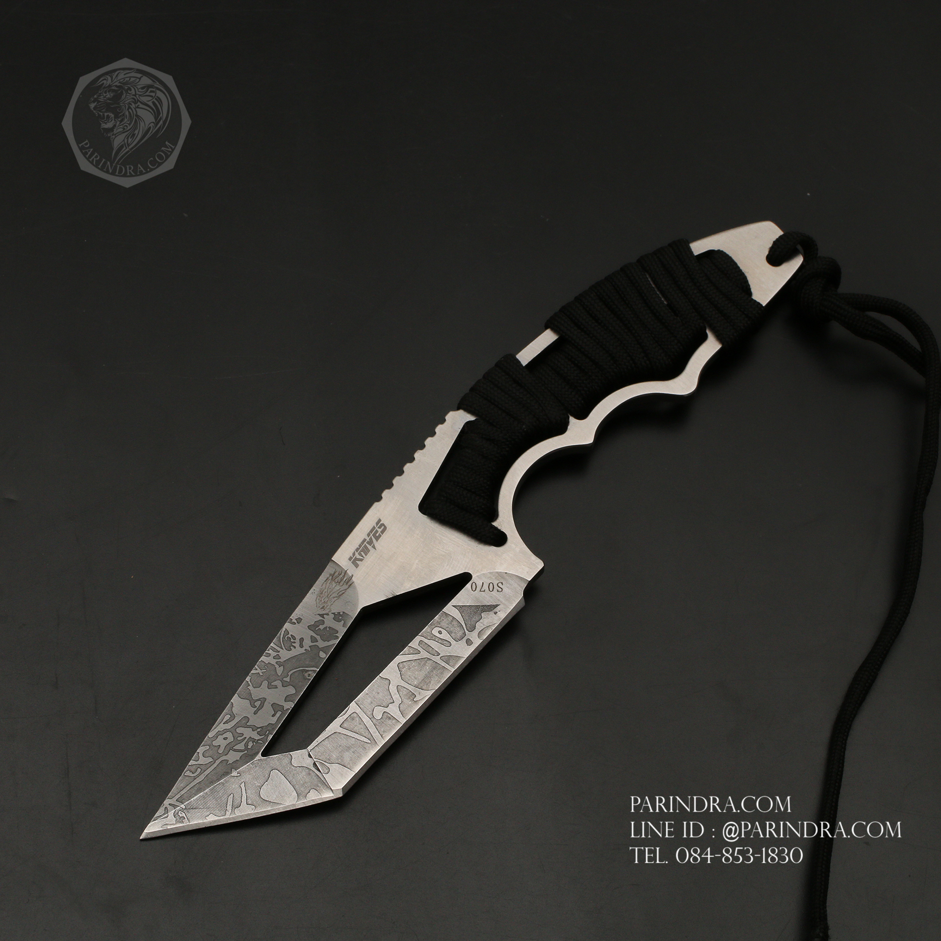 มีดใบตาย KNIVES รุ่น S070 ด้ามเชือกพาราคอร์ดถัก พร้อมซองไนลอน