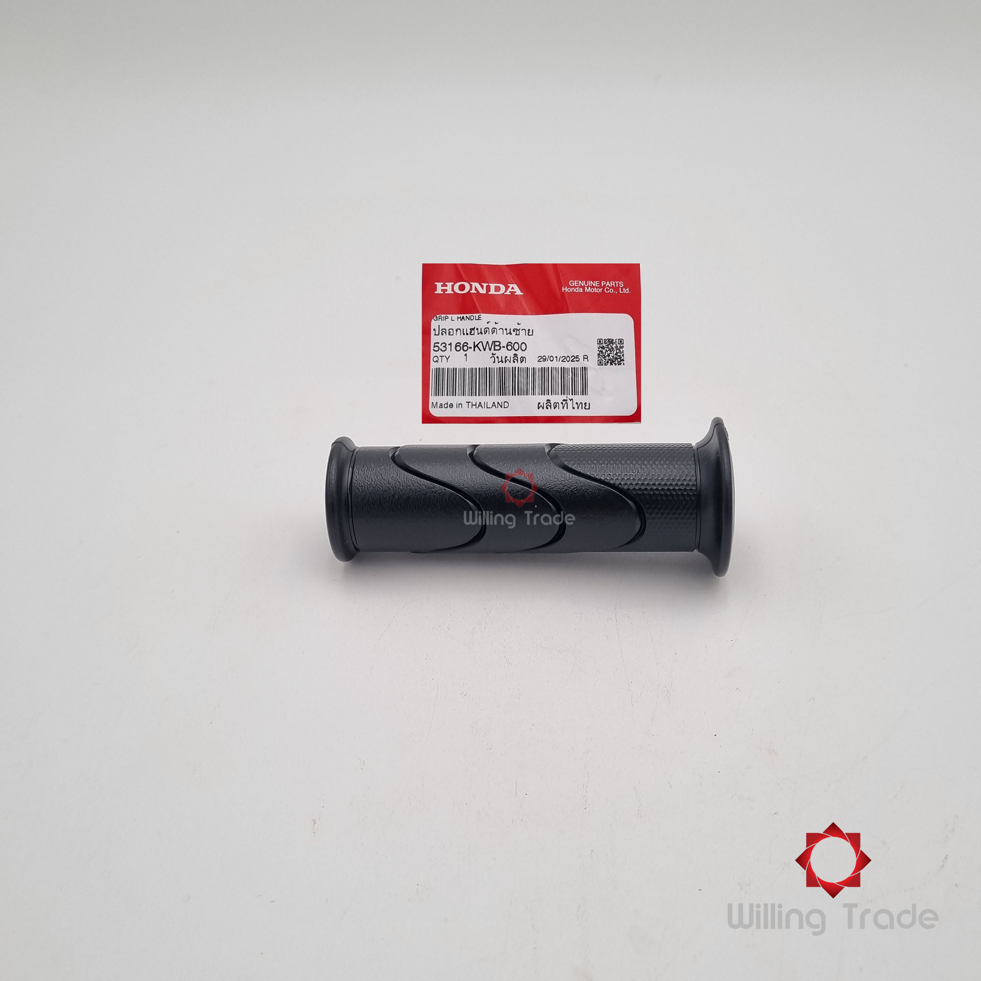 ปลอกแฮนด์ด้านซ้าย (WY122) HONDA: (53166-KWB-600) CLICK 125I ... แพ๊คละ 1 ชิ้น... [แท้ศูนย์ 100%] ... กลุ่มอะไหล่ปลอกแฮนด์/สวิตช์/สายเคเบิล ... GRIP, L. HANDLE