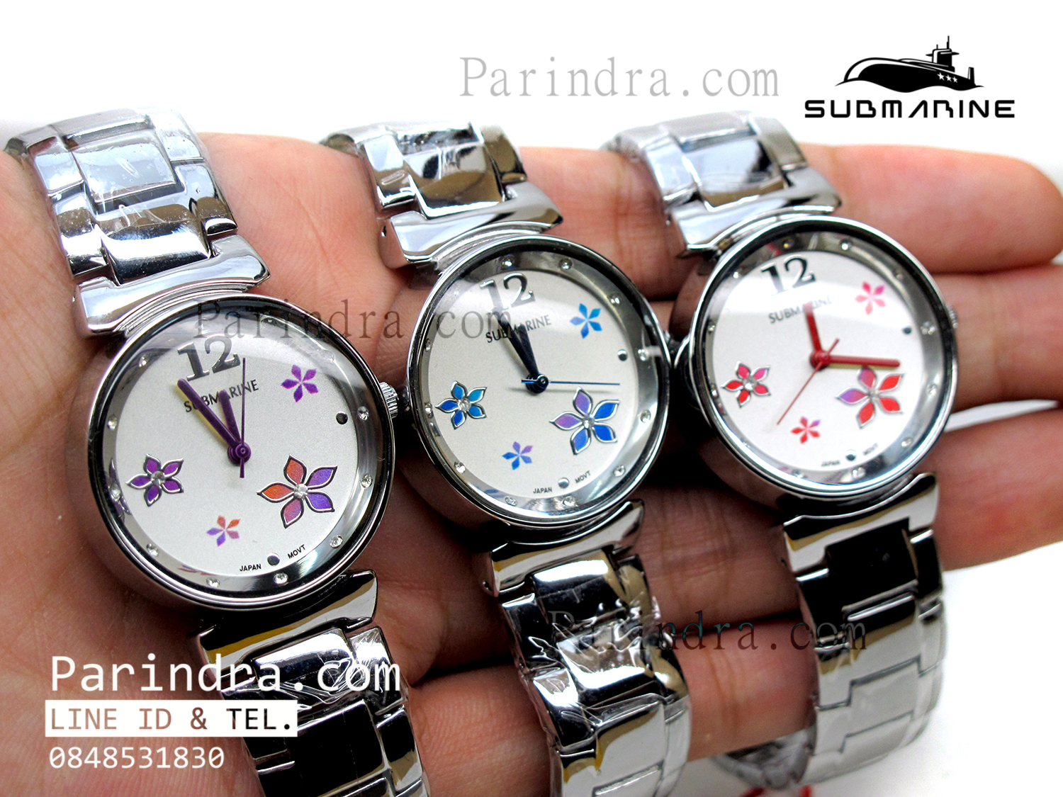 นาฬิกา U.S. submarine รุ่น J069L หน้าปัดดอกไม้น้ำเงิน