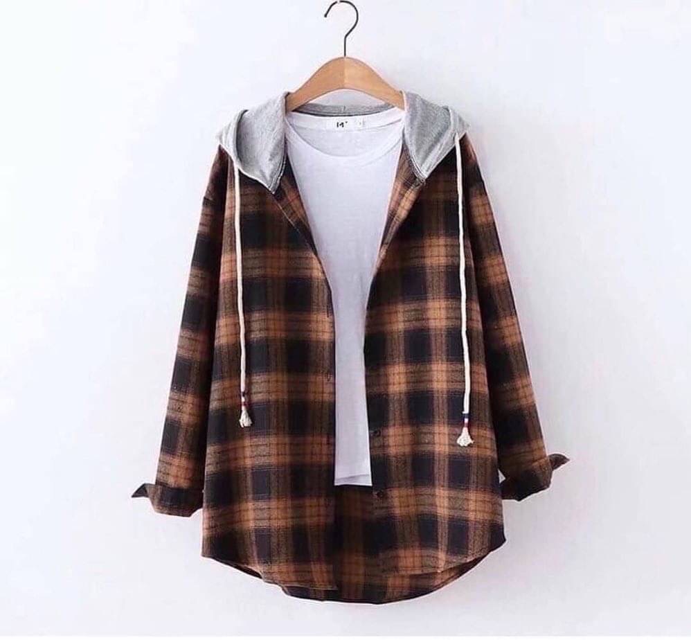 เสื้อ/เสื้อคลุมลายสก็อตมีฮู้ด
