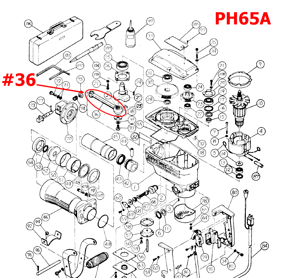 PH65A [#36] ก้านสูบ แย็ก-สกัดปูน ฮิตาชิ-Hitachi