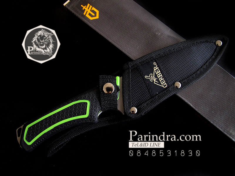 มีดใบตาย GERBER Bear Grylls WARRANT model 30-000440 1016A (OEM) ด้ามสีเขียวตัดสีดำ