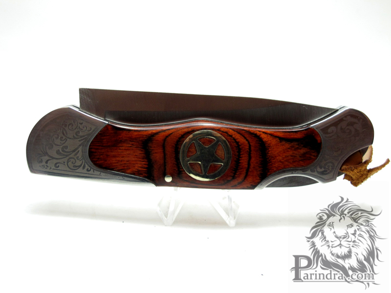 มีดแสตนเลส COLUMBIA S287 ด้ามไม้ฝังดาวห้าแฉกทองเหลือง