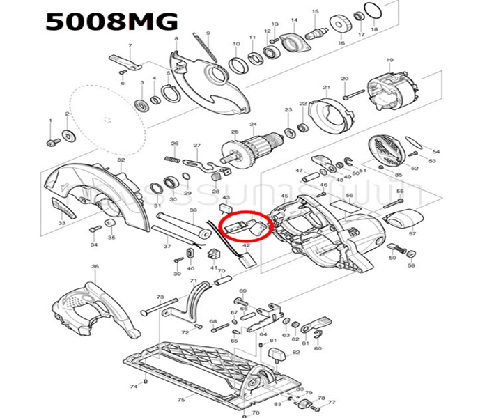 สวิทช์ เลื่อยวงเดือน Makita 5007N, 5007NF, 5008MG [#44] Pn.651189-3 (แท้) ## (*)