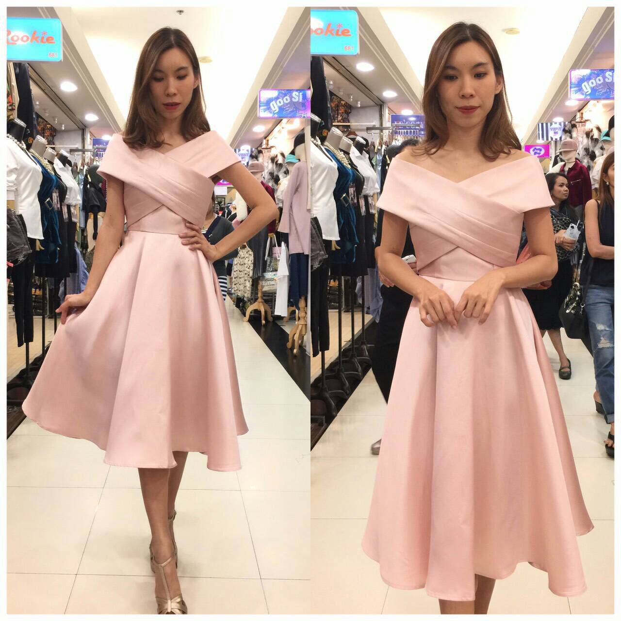 ชุดเพื่อนเจ้าสาว สีชมพู รวมแบบ ตัวอย่าง สั่งสีและแบบอื่นๆได้ เช่า 500