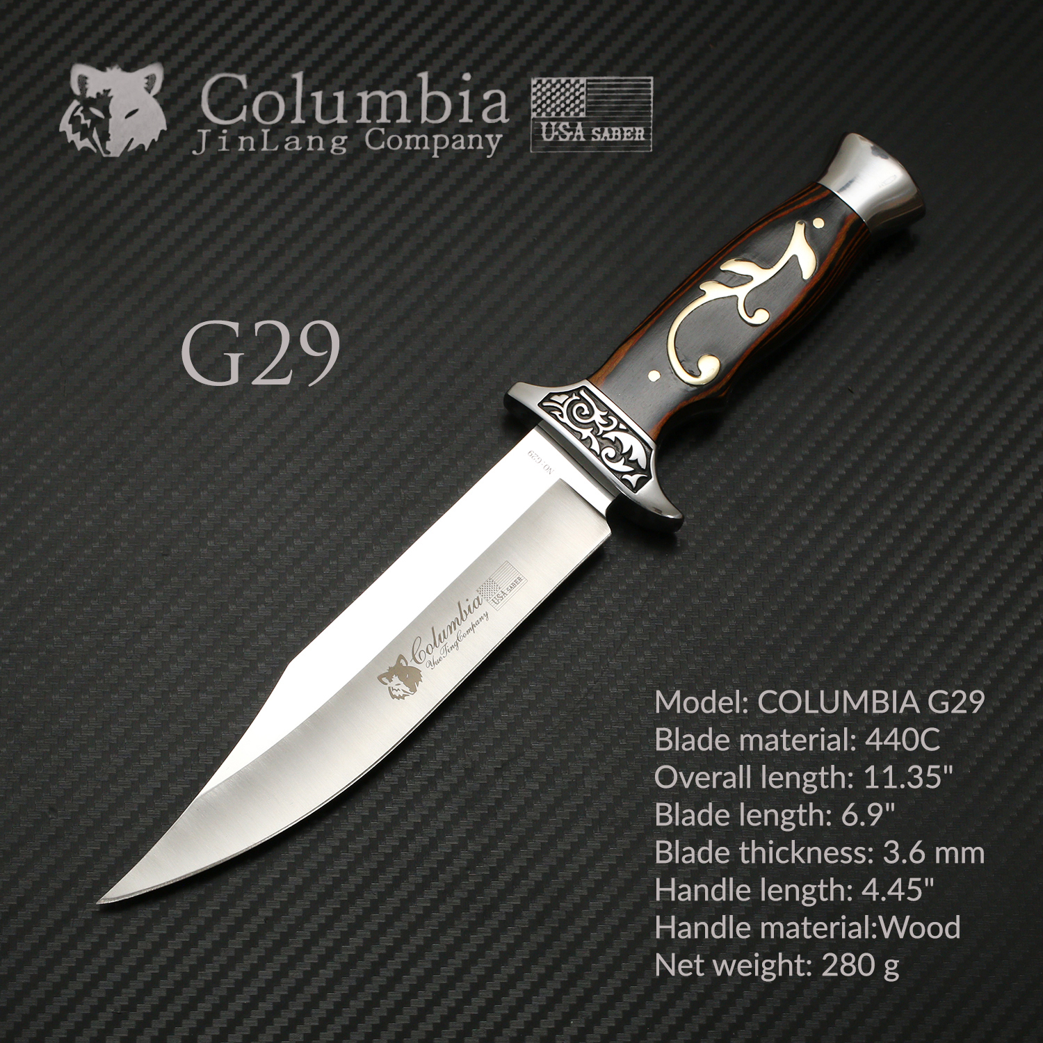 มีดเดินป่า COLUMBIA รุ่น G29 ใบมีดสวย คมมาก