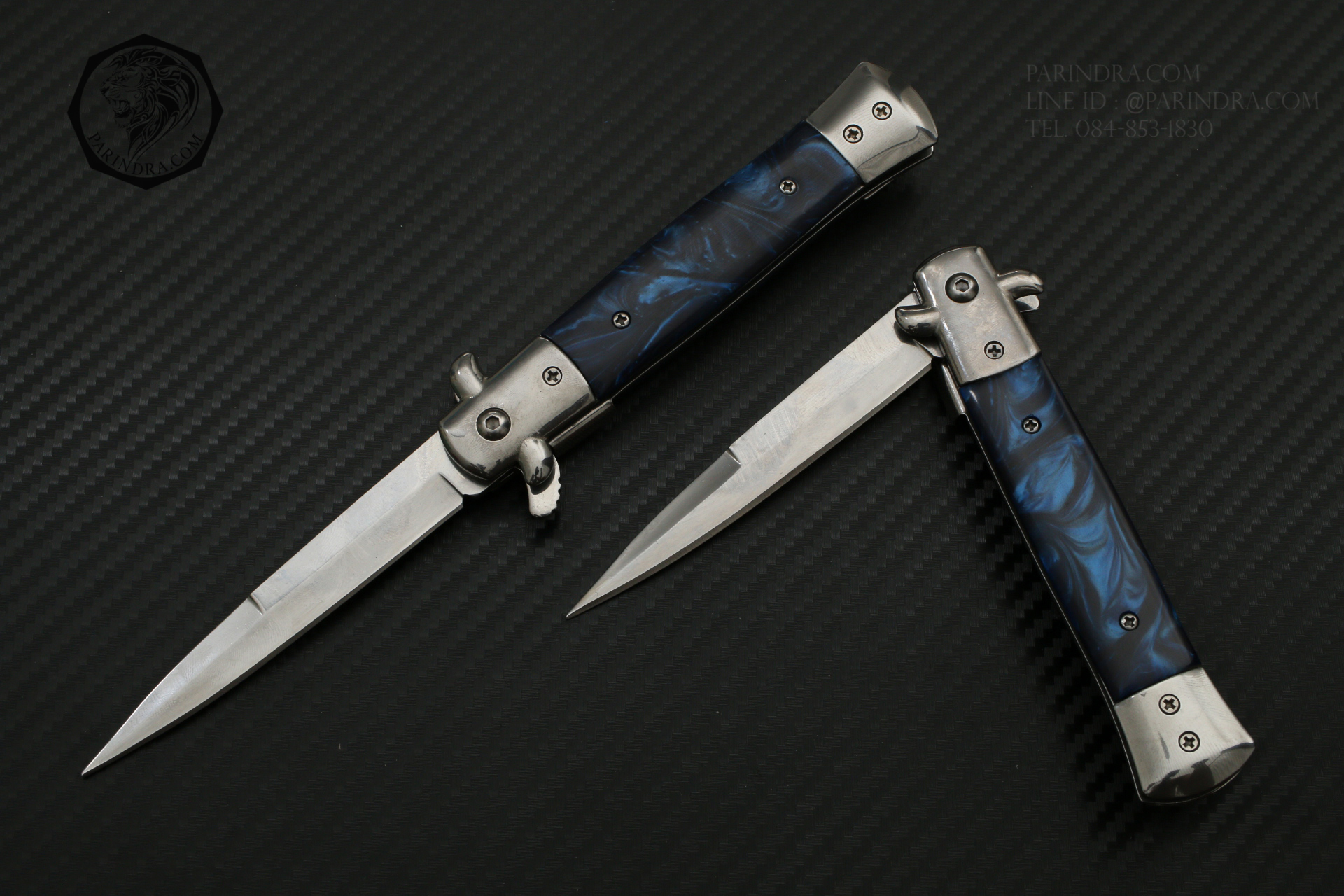 มีดพับปลายแหลม รูปทรงสวยคลาสสิก ด้ามสีน้ำเงิน