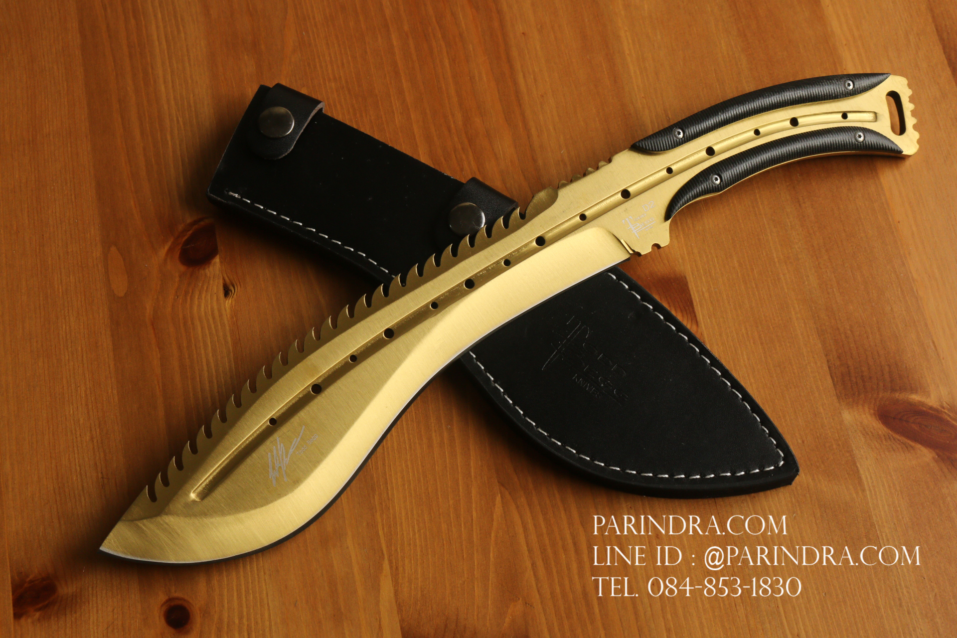 มีดใบตาย Todd Begg Knives D2 สีทอง ประกับ G10 สีดำ