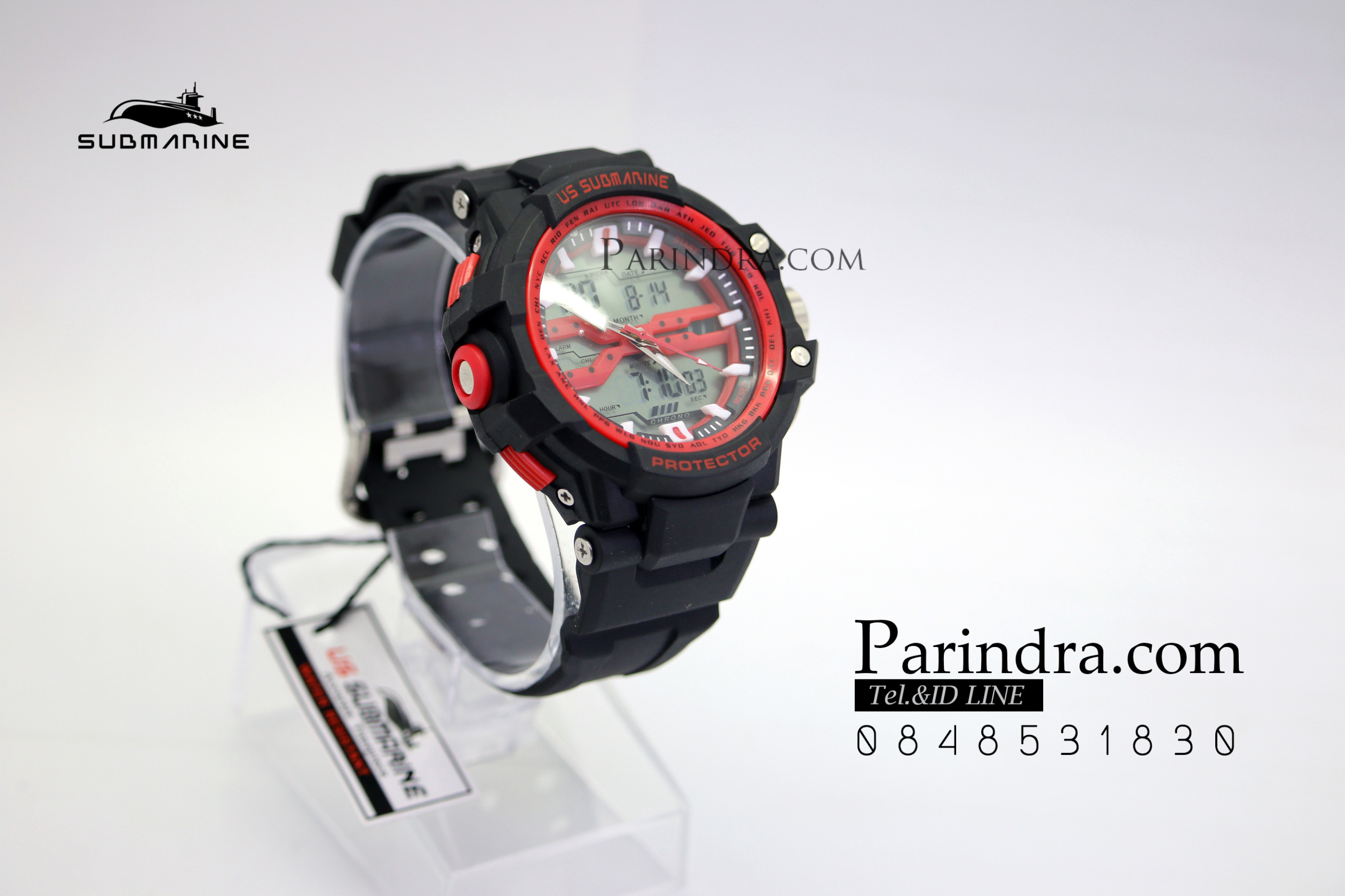 นาฬิกา US submarine Protector รุ่น TP3152M สีดำแดง พื้นหลังเทา