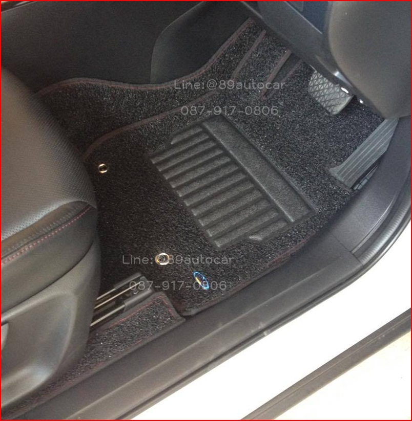 พรมดักฝุ่นไวนิล Mazda CX-3 สีดำขอบดำด้ายแดง