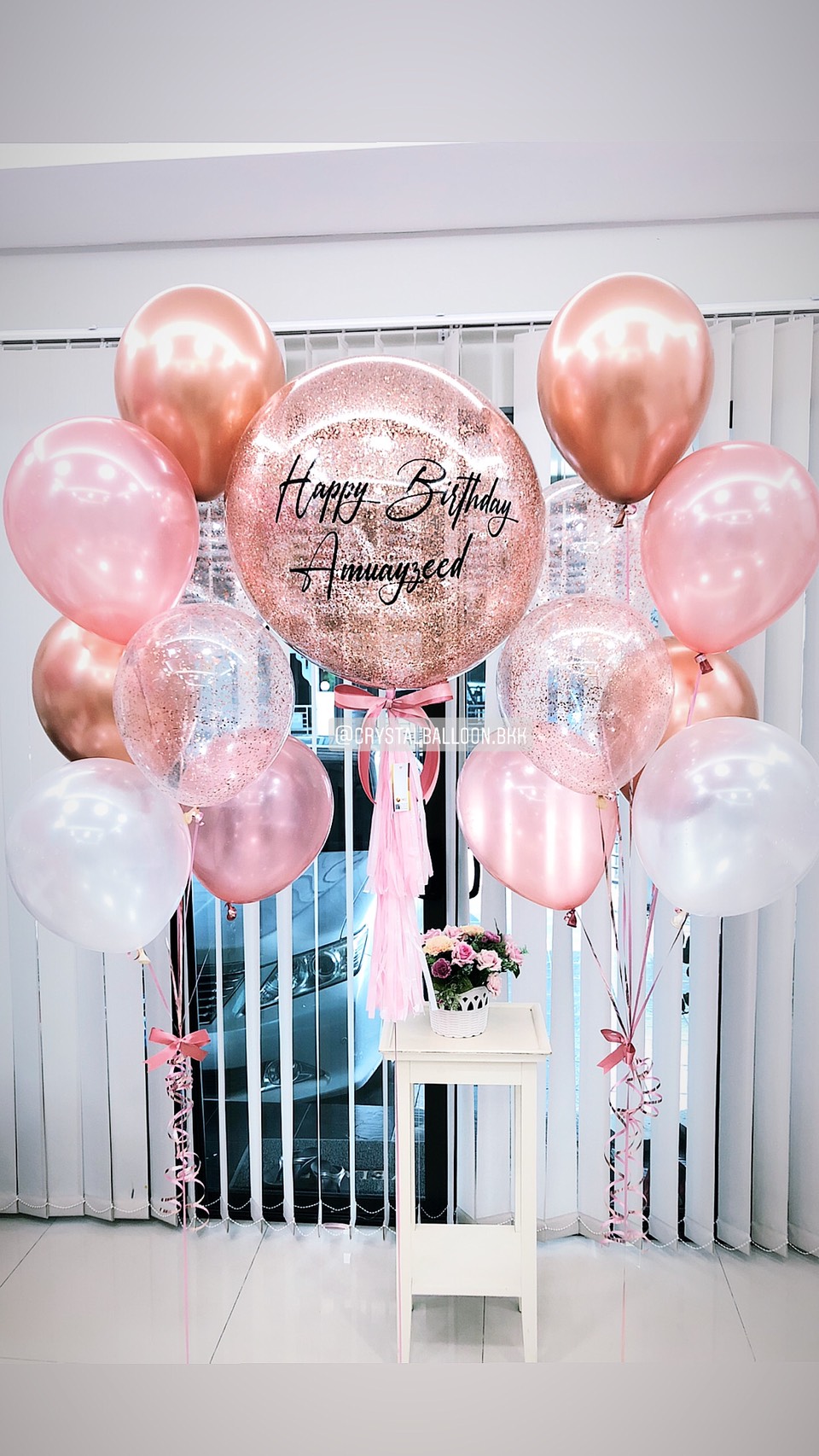 ลูกโป่ง วันเกิด Bubble ขนาด 24" พร้อม ช่อลูกโป่ง ช่อ 7 ลูก 2 ช่อ,ลูกโป่งใส ใส่กลิตเตอร์ พร้อมตกเเต่ง สามารถเปลี่ยนสีลูกโป่ง/เปลี่ยนข้อความ/เปลี่ยยนขนาดได้