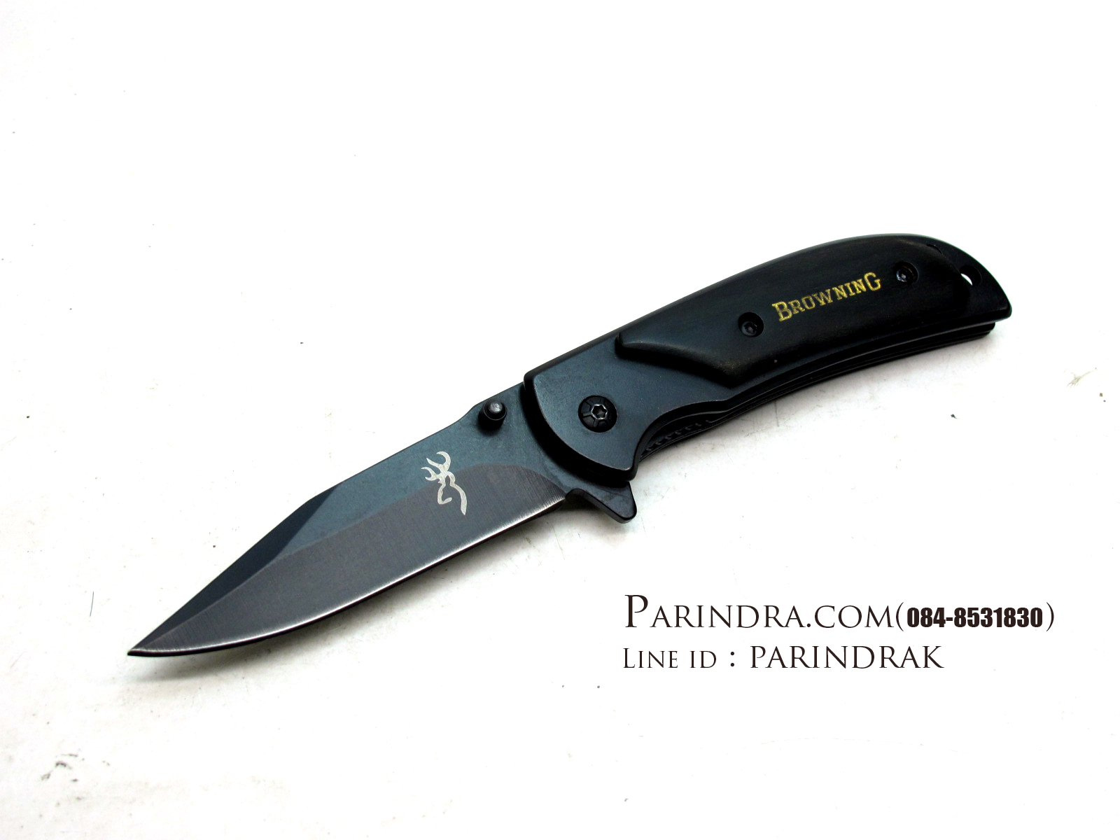 มีดพับBrowning ขนาดเล็กสำหรับพกพา สีดำสนิท ด้ามไม้ (OEM)