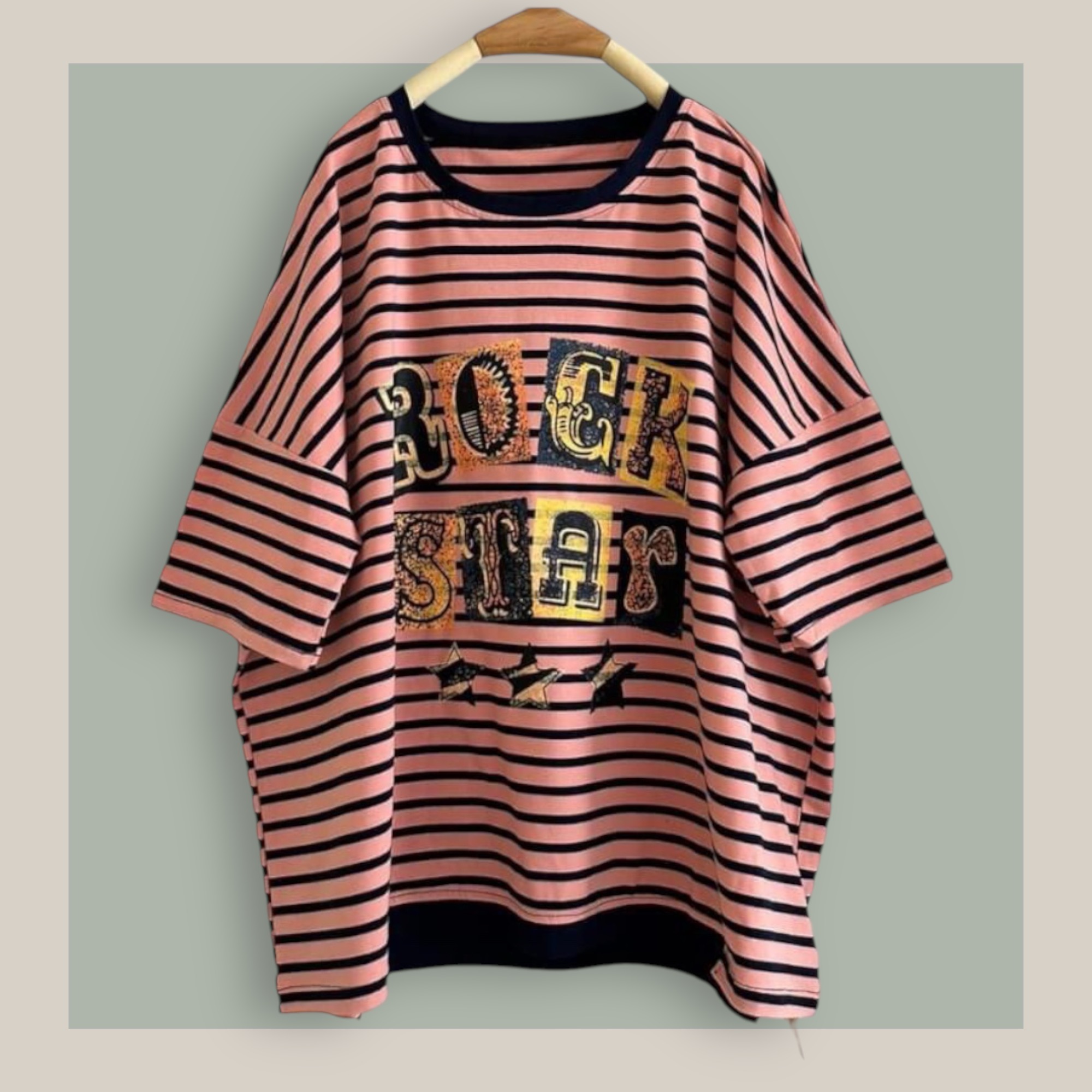 เสื้อยืดลายทางสกรีนลาย