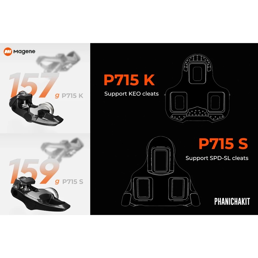 พีดัลวัดวัตต์ Magene P715 – วัดกำลังแยกซ้าย-ขวา แม่นยำ ±1% | รองรับ Bluetooth & ANT+ | กันน้ำ IPX7 | ใช้ได้ทั้ง SPD-SL & KEO