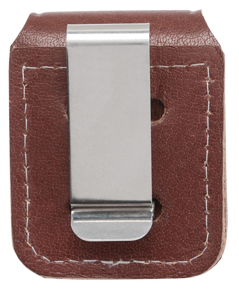 กระเป่าหนังใส่ไฟแช็ค Zippo แท้ - Genuine Zippo LPCB, Brown Leather Lighter Pouch with Clip แบบคลิปเหน็บ
