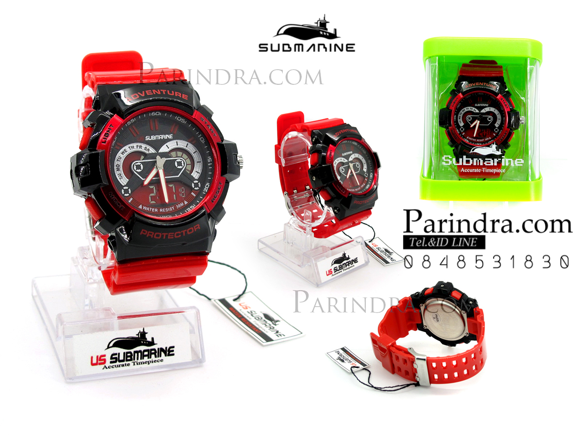 นาฬิกา US submarine TP3160M สีแดง ขอบดำ