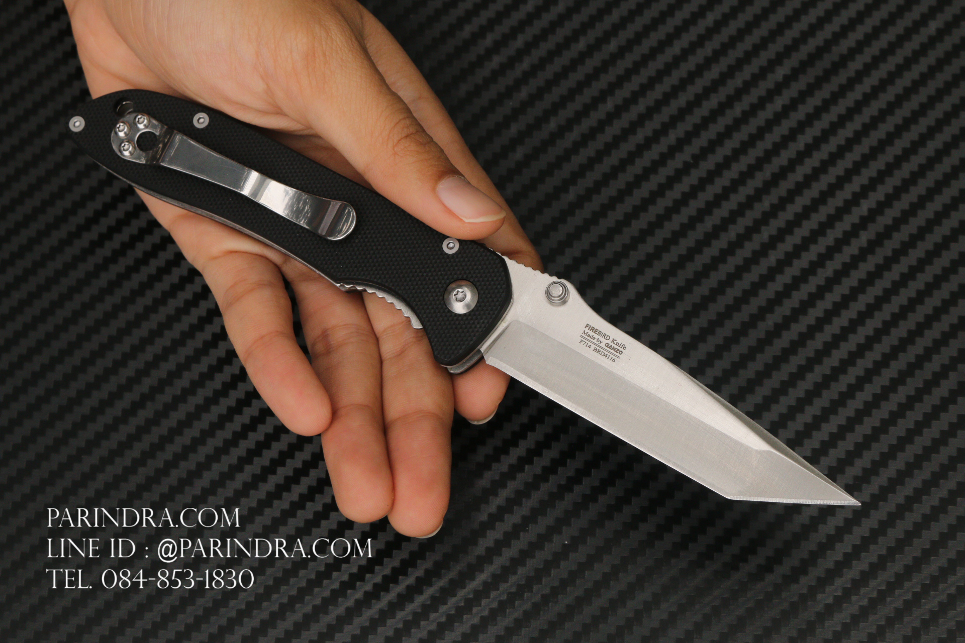 มีดพับ Ganzo รุ่น F714 สีดำ ปลายมีดทันโตะ Tanto ของแท้ 100%