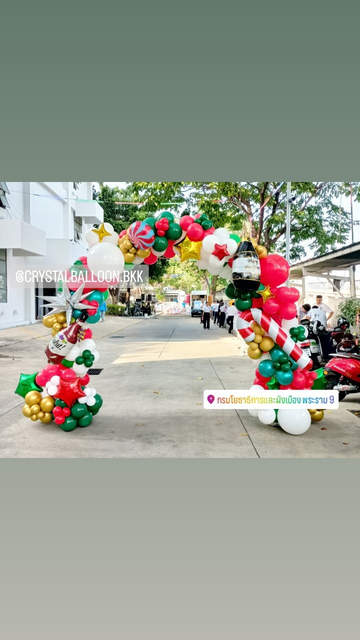 Organic Backdrop New Year ซุ้มโค้ง 3 เมตร 1 ซุ้ม พร้อมตกแต่ง สามารถเปลี่ยนสีลูกโป่ง/เปลี่ยนฟอยล์ตกแต่งได้