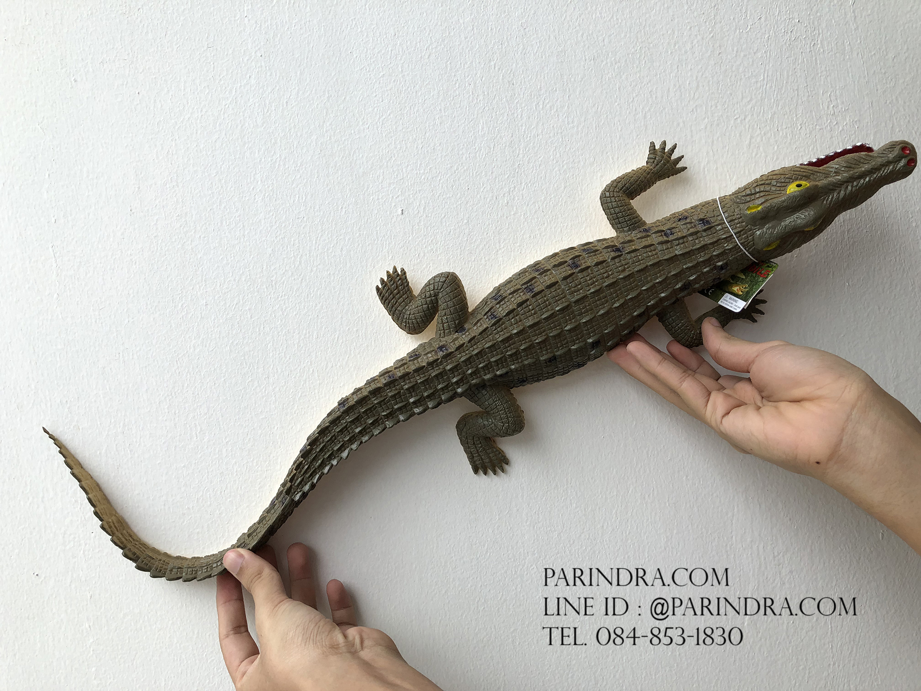 ตุ๊กตายาง ลูกจระเข้ สีน้ำตาล บีบมีเสียง ตัวใหญ่ ขนาด 21 นิ้ว เหมือนจริง