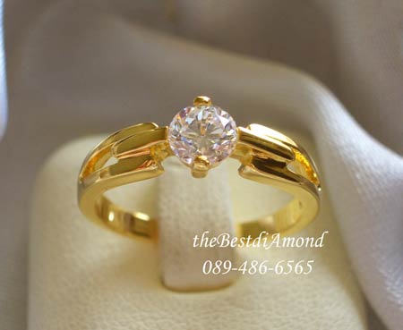 แหวนเพชรเม็ดเดี่ยว ขนาด 30 สค น่ารักมาก เพชรไม่ใหญ่ค่ะ ใส่ติดนิ้วได้เลย ชุบทองแท้ 24 K หนา 5ไมครอน รหัส BR051